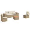 vidaXL Soffgrupp f&ouml;r tr&auml;dg&aring;rden med dynor 6 delar beige konstrotting