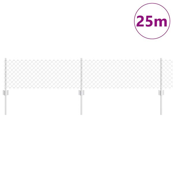 vidaXL St&auml;ngsel med stolpe Silver 0,4 x 25 m St&aring;l