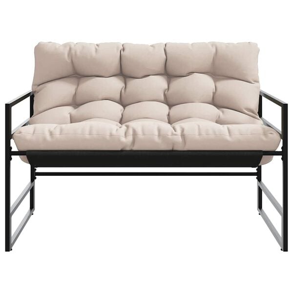 vidaXL Tr&auml;dg&aring;rdsb&auml;nk med dyna taupe 113 cm st&aring;l