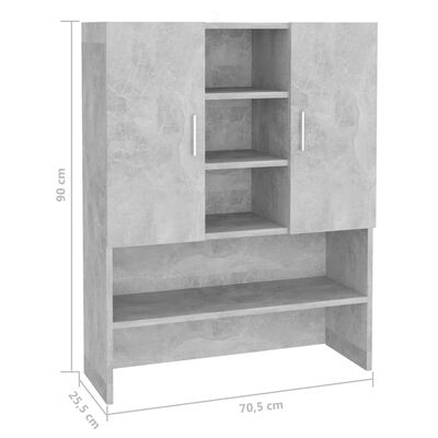 vidaXL Tvättmaskinsskåp betonggrå 70,5x25,5x90 cm