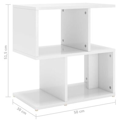 vidaXL Sängbord 2 st vit högglans 50x30x51,5 cm konstruerat trä