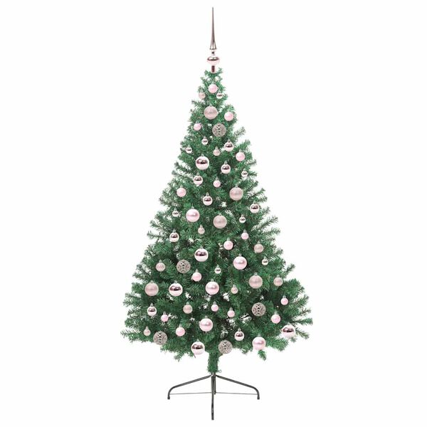vidaXL Konstgjord F&ouml;rbelyst Julgran med 300 LED-lampor Gr&ouml;n 180 cm PVC