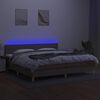 vidaXL Rams&auml;ng med madrass & LED taupe 200x200 cm tyg