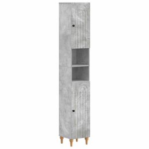 vidaXL Badrumssk&aring;p med &Ouml;ppen Hylla ALKMAAR Betonggr&aring; 30 x 31 x 190 cm