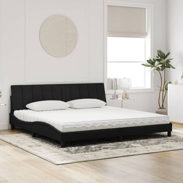 vidaXL Bed with Mattress "Hanko" Black 200x200 cm Velvet