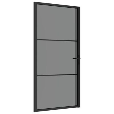 vidaXL Innerdörr 102,5x201,5 cm svart ESG-glas och aluminium