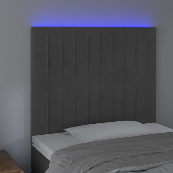 vidaXL S&auml;nggavel LED m&ouml;rkgr&aring; 100x5x118/128 cm sammet