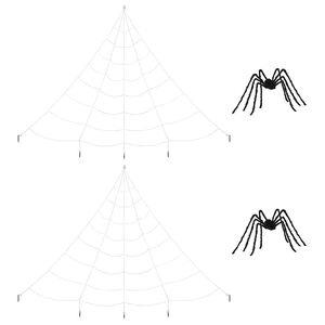 vidaXL Halloween-spindel dekoration med n&auml;t 2 st Svart och vit 200 cm