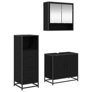 vidaXL Badrumsm&ouml;belset 3 st Svart Ek 65 x 33 x 60 cm Konstruerat tr&auml;