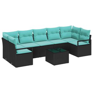 vidaXL Soffset 8 pcs Svart och turkos konstrotting