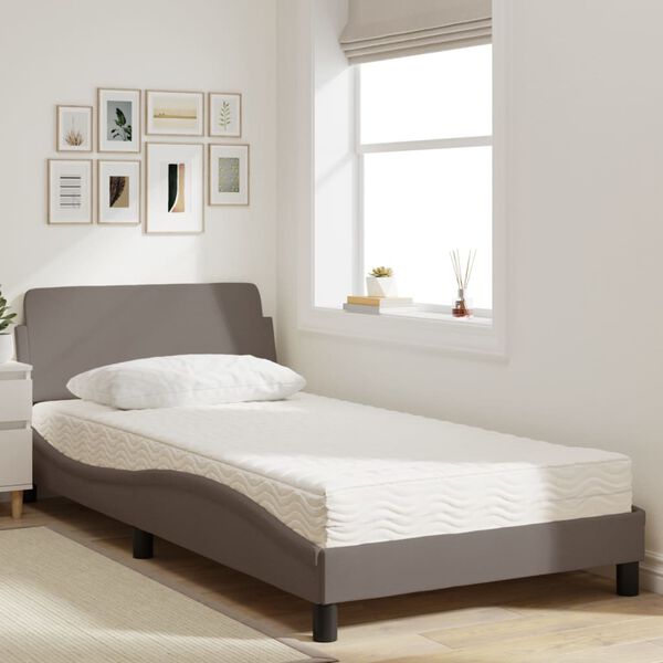 vidaXL Bed with Mattress "Dover" Taupe 100x200 cm Fabric
