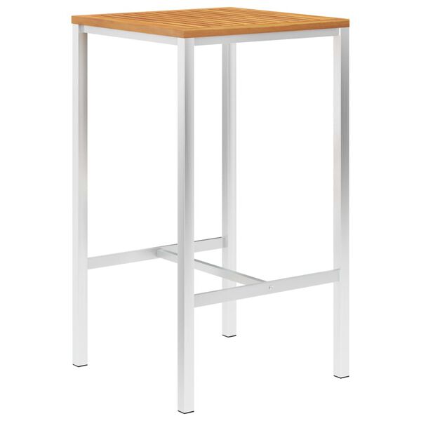 vidaXL Bargrupp 3 delar massiv teak och rostfritt st&aring;l