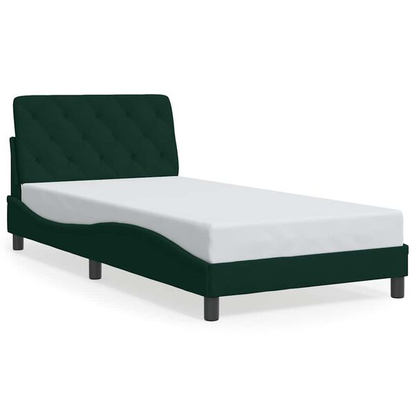 vidaXL Bed Frame without Mattress Dark Green 100x200 cm Velvet