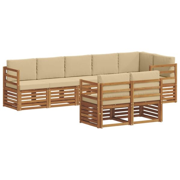 vidaXL Soffgrupper 8 pcs Naturlig och Beige Massivt Akaciatr&auml;