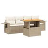 vidaXL Soffgrupp f&ouml;r tr&auml;dg&aring;rden med dynor 5 delar beige konstrotting