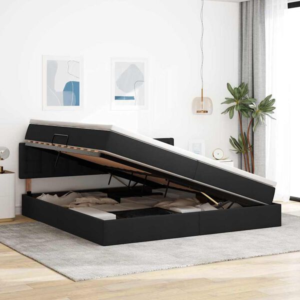 vidaXL F&ouml;rvaringss&auml;ng med madrass Svart 200 x 200 cm Konstruerat tr&auml;