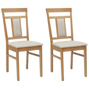 vidaXL Matstol 2 pcs Naturlig och ljus Massiv Gummitr&auml;