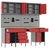 vidaXL Arbetsbänk med låda med lås 10 pcs Röd 200 x 55 x 200 cm Stål