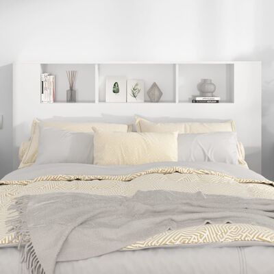 vidaXL Sänggavel med förvaring vit högglans 160x18,5x104,5 cm