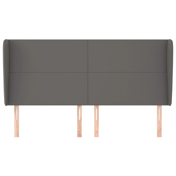 vidaXL S&auml;nggavel med kanter gr&aring; 163x23x118/128 cm konstl&auml;der