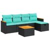 vidaXL Loungegrupp med dynor 6 delar svart konstrotting