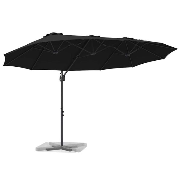 vidaXL Trädgårdskantileverparasol Svart 372 x 198 x 243 cm