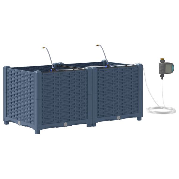 vidaXL Tr&auml;dg&aring;rdsplanterare 2 pcs Gr&aring; 80 x 40 x 37,5 cm Plast