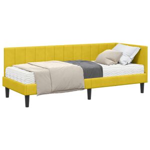 vidaXL H&ouml;rn S&auml;ngram med Madrass 2 st Gul 80 x 200 cm Sammet