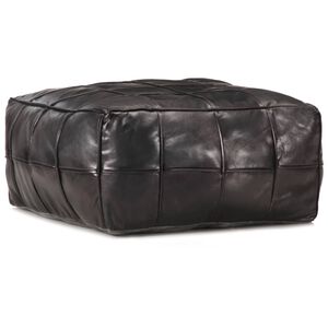 vidaXL Sittpuff svart 60x60x30 cm &auml;kta getskinn