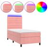 vidaXL Rams&auml;ng med madrass rosa & LED 90x190 cm sammet