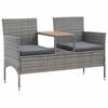 vidaXL Tr&auml;dg&aring;rdsb&auml;nk 2-sits med bord 143 cm konstrotting gr&aring;