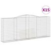 vidaXL Gabion b&aring;gformad 15 st 400x50x160/180 cm galvaniserat j&auml;rn