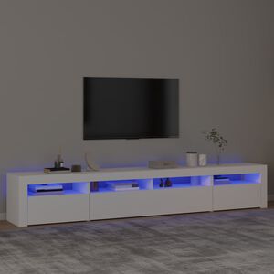 vidaXL Tv-b&auml;nk med LED-belysning vit 240x35x40 cm