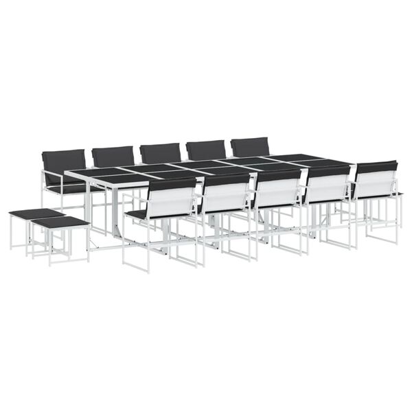 vidaXL Matgrupp f&ouml;r tr&auml;dg&aring;rden med dynor 15 delar vit textilene