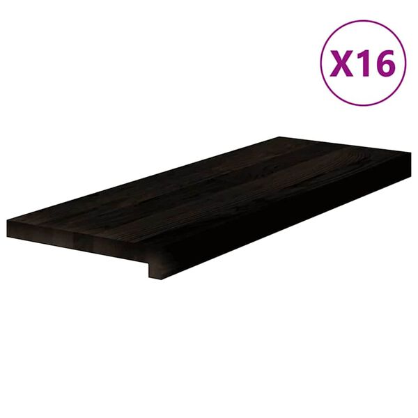 vidaXL Trappstegsmattor 16 pcs m&ouml;rkbrun 70x30x2 cm massiv ek
