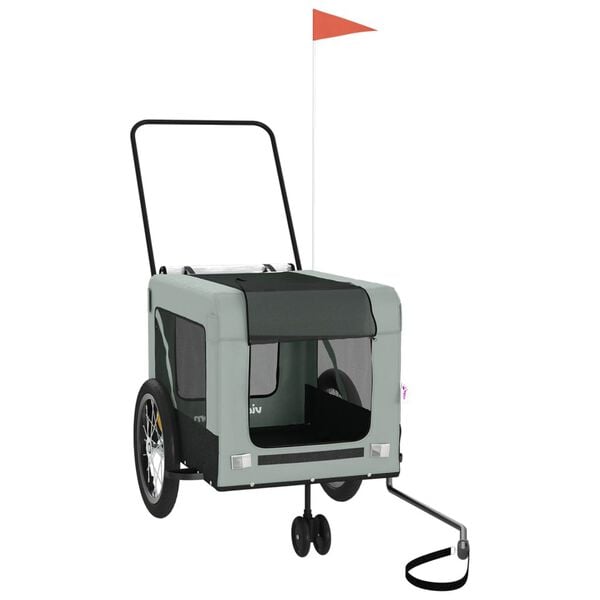 vidaXL Cykelvagn för djur grå och svart oxfordtyg och järn