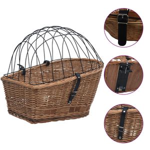 vidaXL Cykelkorg f&ouml;r paketh&aring;llaren med dyna 55x31x36 cm naturlig pil