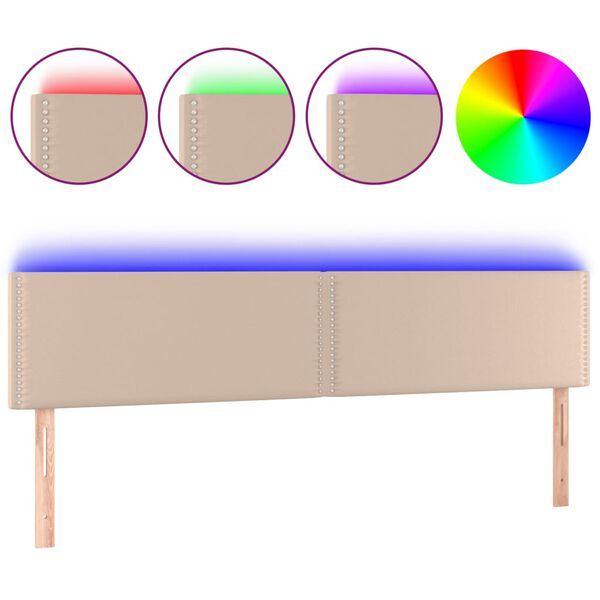 vidaXL S&auml;nggavel LED cappuccino 160x5x78/88 cm konstl&auml;der
