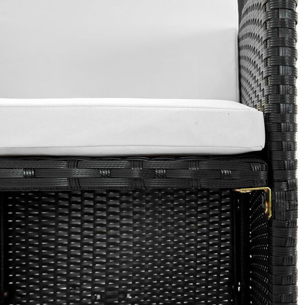 vidaXL Matgrupp f&ouml;r tr&auml;dg&aring;rden med dynor 5 delar konstrotting svart