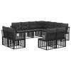 vidaXL Utomhussoffset med kudde 11 pcs Svart Polyester