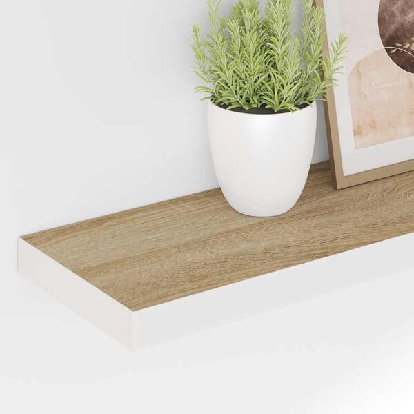 vidaXL Sv&auml;vande v&auml;gghyllor 2 st ek och vit 120x23,5x3,8 cm MDF