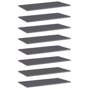vidaXL Hyllplan 8 st gr&aring; h&ouml;gglans 80x40x1,5 cm konstruerat tr&auml;