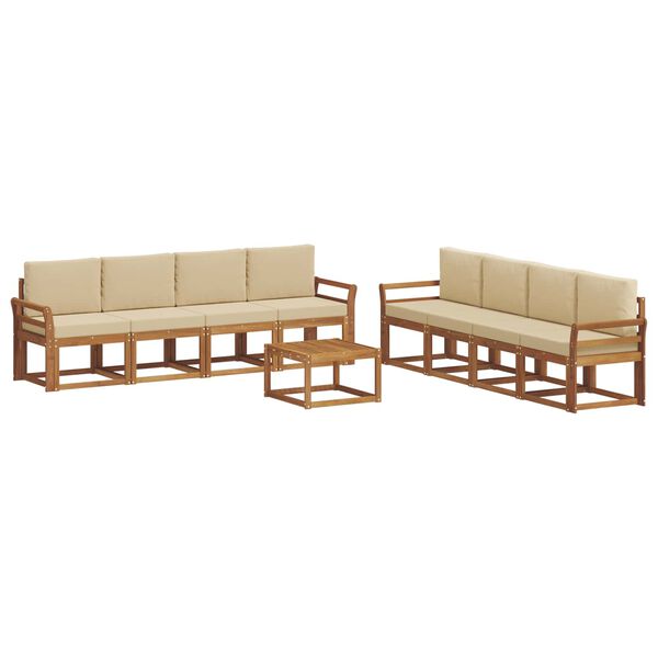 vidaXL Utomhussoffset 9 pcs Naturlig och Beige Massivt Akaciatr&auml;