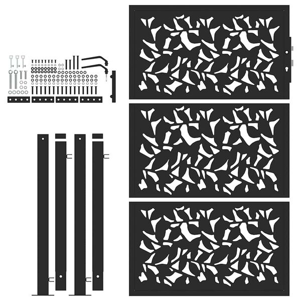 vidaXL Trädgårdsgrind svart 100x150 cm stålbladsdesign