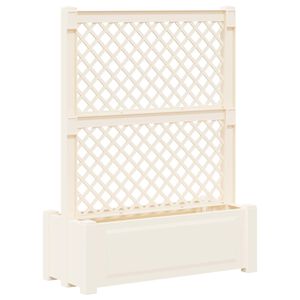 vidaXL Stor blomkruka med spalj&eacute; Vit 99,5 x 43 x 133,5 PP