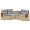 vidaXL Soffset 5 st Beige och Ljusgr&aring; Poly Rattan och st&aring;l