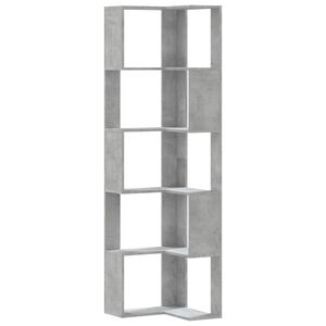 vidaXL Bokhylla h&ouml;rn 5 hyllplan betonggr&aring; 50x50x179 cm konstruerat tr&auml;
