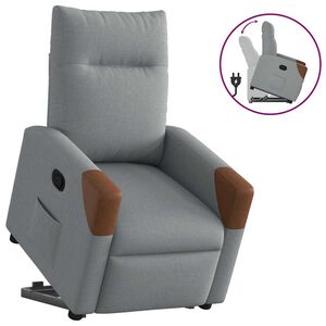 vidaXL Reclinerf&aring;t&ouml;lj med uppresningshj&auml;lp ljusgr&aring; tyg