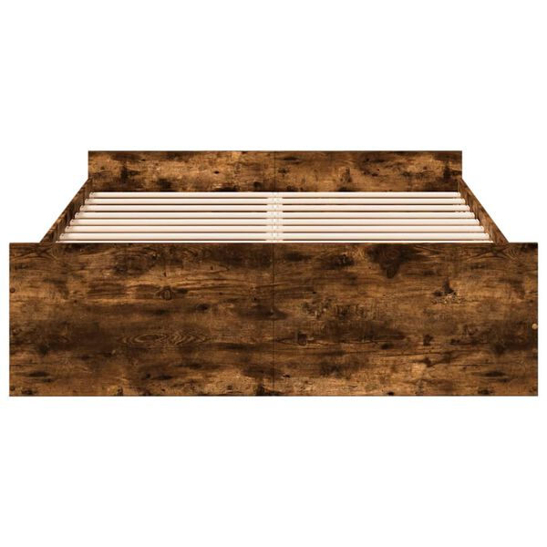 vidaXL Sängram med lådor rökfärgad ek 120x200 cm konstruerad trä