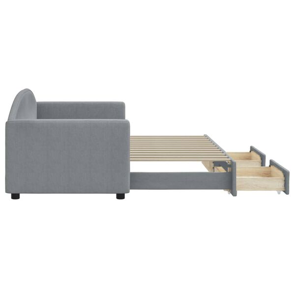 vidaXL Dagbädd utdragbar med lådor ljusgrå 80x200 cm tyg